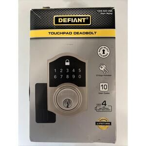 Defiant Satin Nickel Finish Touchpad Deadbolt 10 User Codes